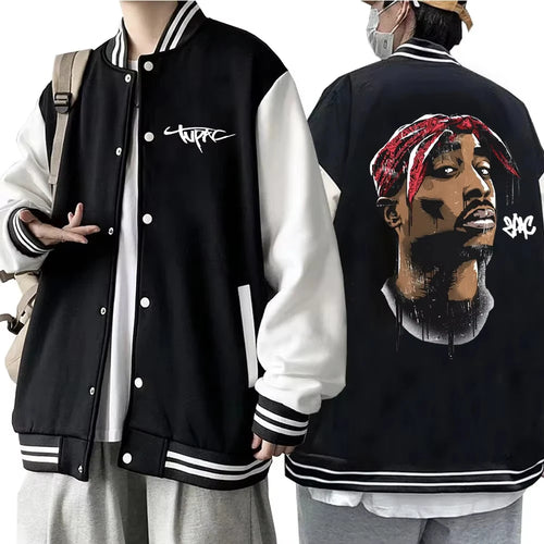 Tupac Shakur 2pac Uniform Button Unisex Baseball Jacket