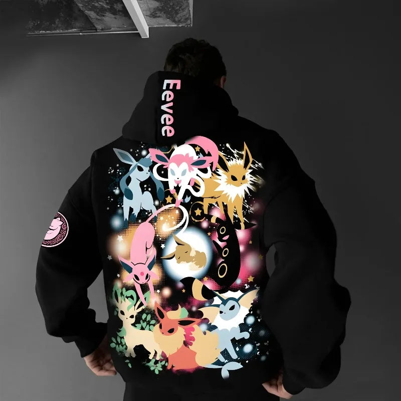 Pokémon Classic Eevee Family Printed Unisex Thick and Wide COS Wide Hoodie