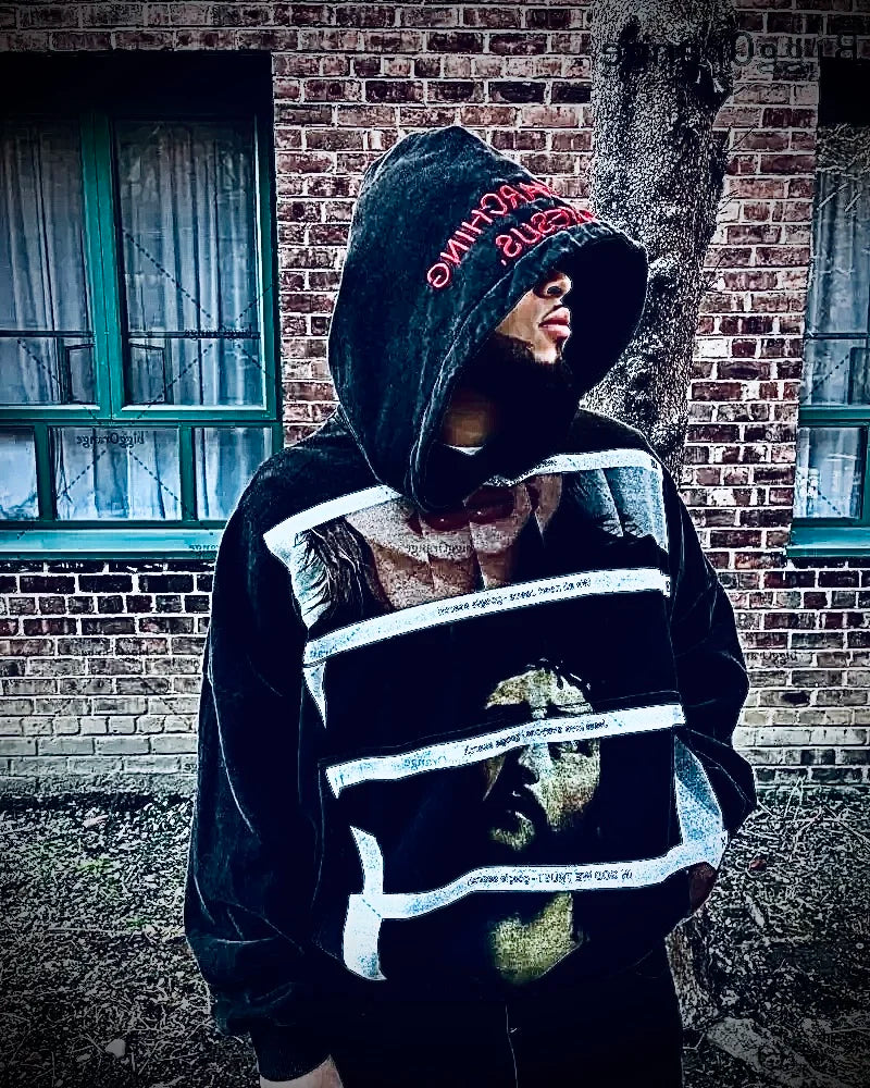 American punk Harajuku fashion loose hoodie retro Gothic casual street clothing