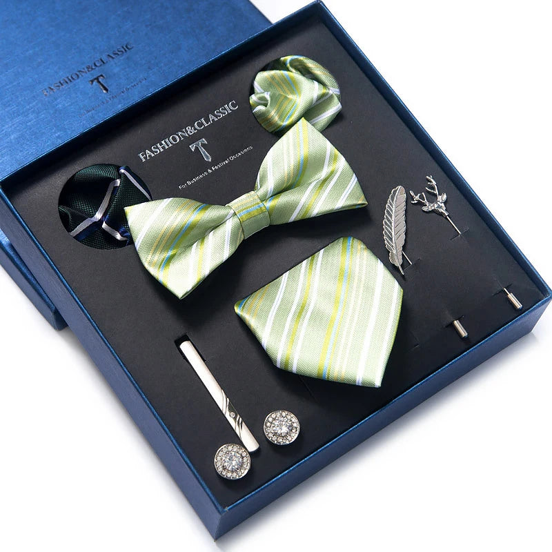 Gift Box Tie For Men Tie Pocket Squares Cufflink Set Necktie Box Man Floral Accessories