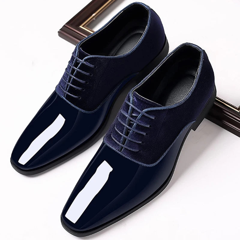 Classic PU Patent Leather Shoes for Men  Lace Up Formal Shoes for Male Oxfords