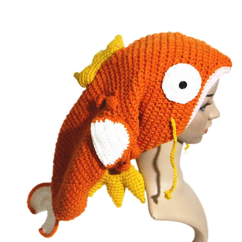 Color Goldfish Carp Beanie Handmade Knitted Winter Thick Cap