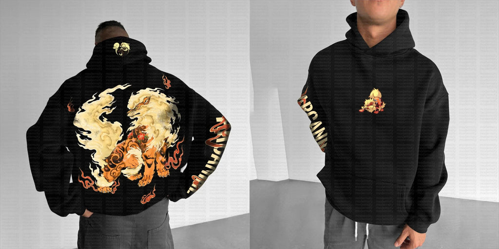 Pokémon Men's Loose Street Animation Printing Casual Cool Hooded Sweater