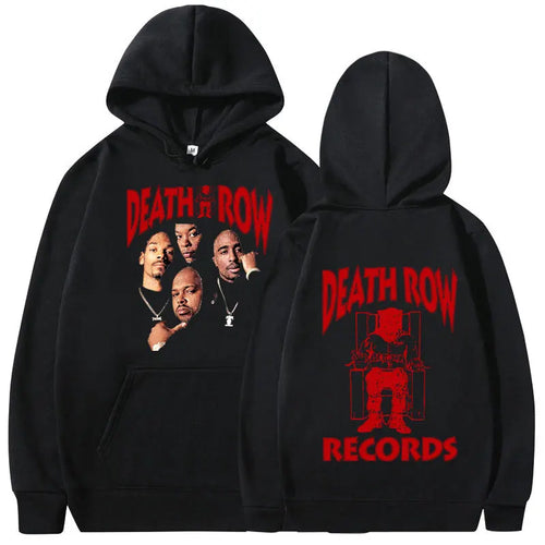 Death Row Records Men High Quality Aesthetic Hoodies Pullover 90s Vintage Streetwear