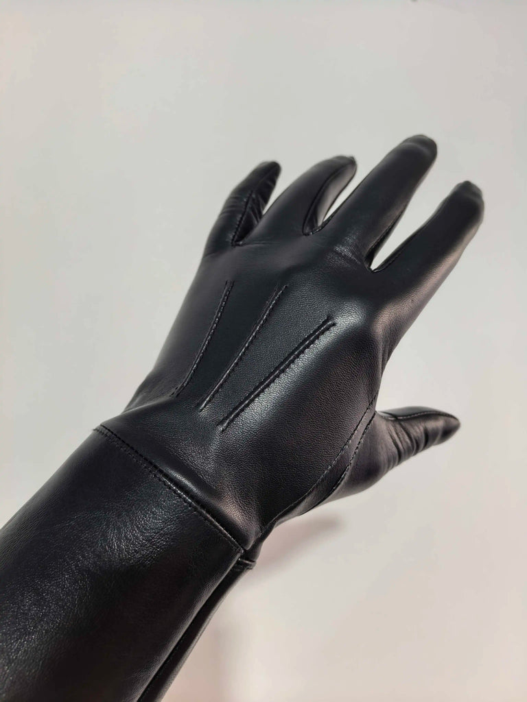 Men's Luxury Long Leather Gloves Unlined Soft Thin Fitted Gloves