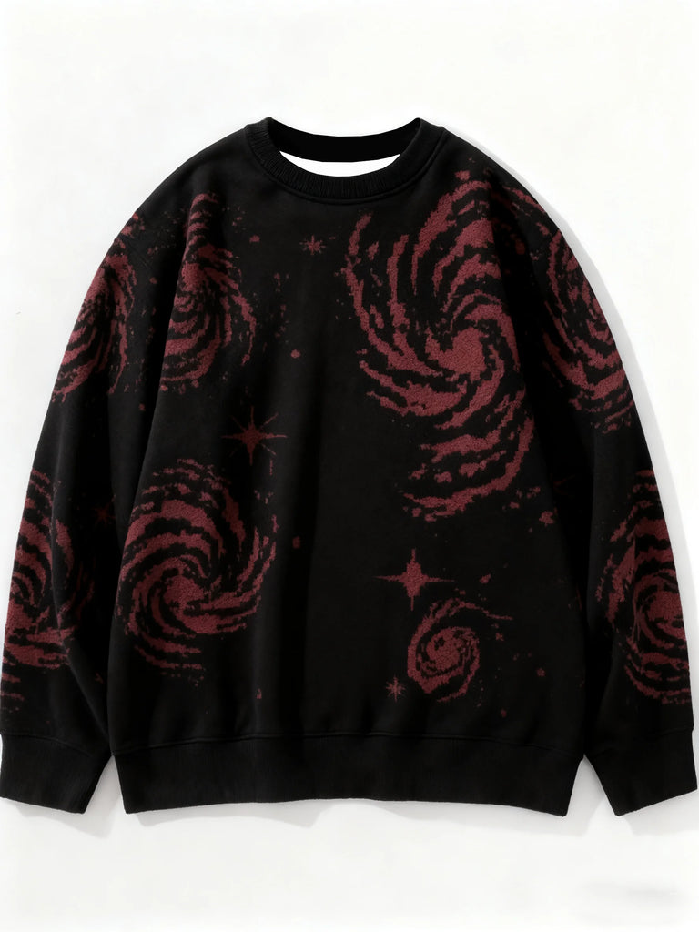 Men's Starry Sky Print with Round Neck Comfortable Casual Pullover Streetwear