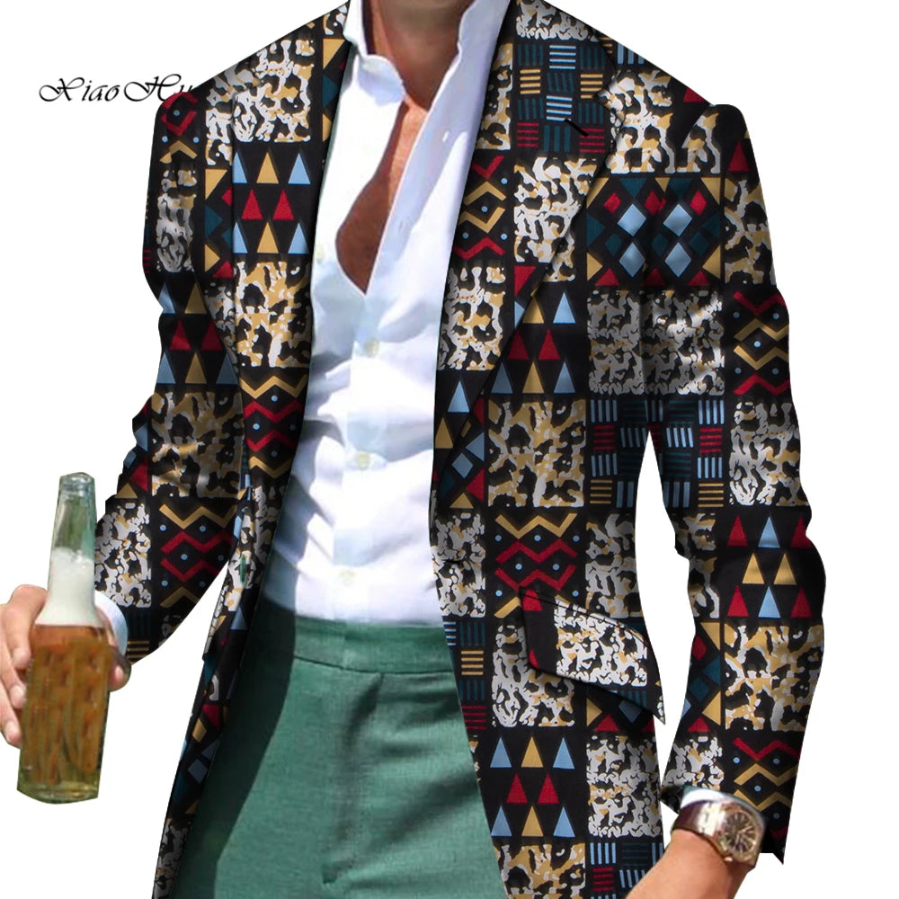 African Men Smart Slim Fit Fancy Blazer Formal Business Dashiki