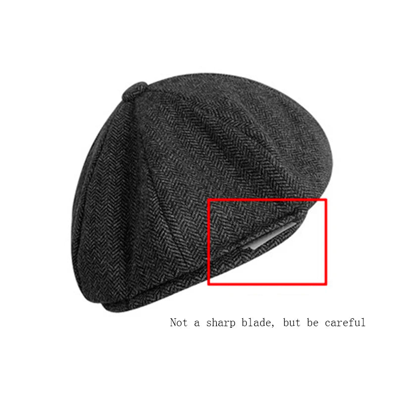 Vintage Men's Newsboy Cap With Blades Peaky Men Classic Woolen Hat