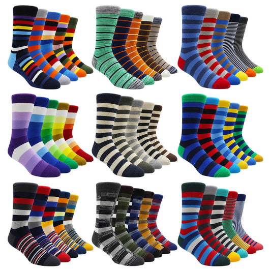 5 pairs Cotton Long Contrast Color Stripe Socks for Men EU41-48