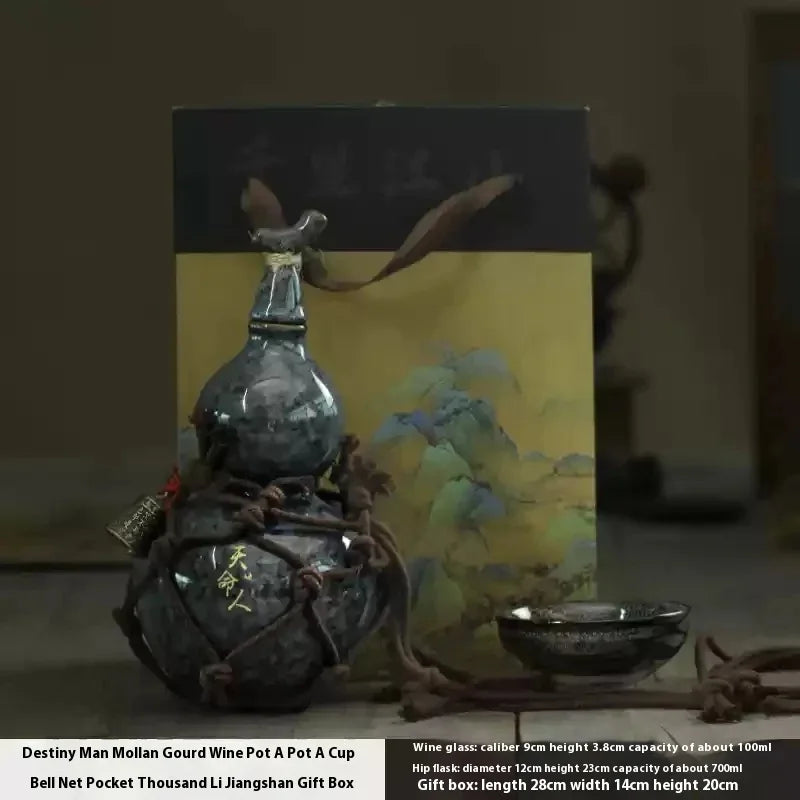 700ml Wukong Ceramic bottle Destiny Of Heaven Net Bag Wine Gourd Set Diagonally Across Kettle