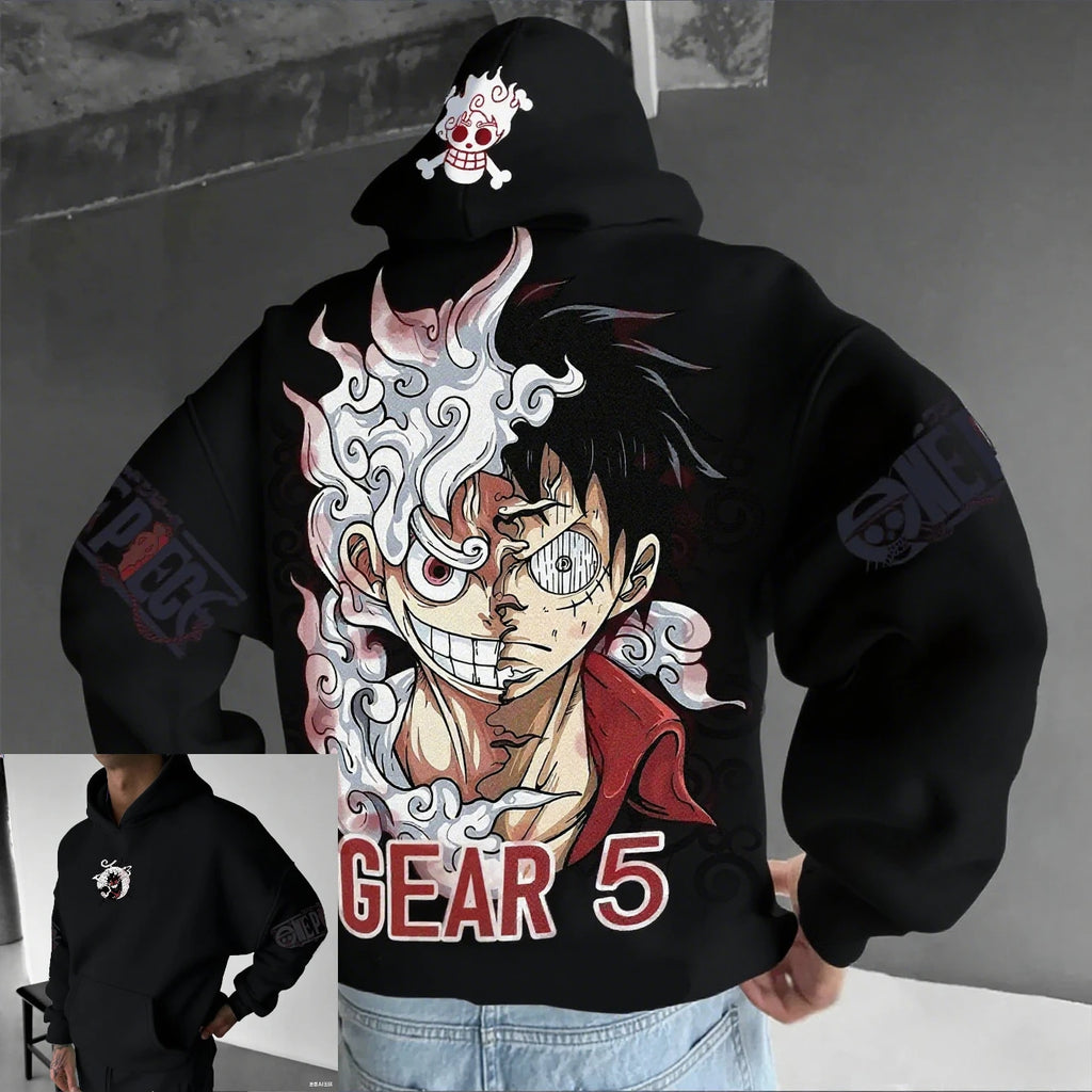 Anime Hoodie Unisex One Piece Luffy Gear 5 Streetwear Pullover Long Sleeve Sweatshirt