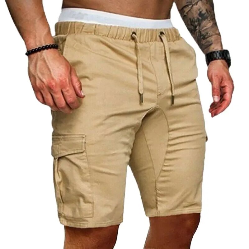 Casual Mens Cargo Drawstring Solid Jogging Shorts