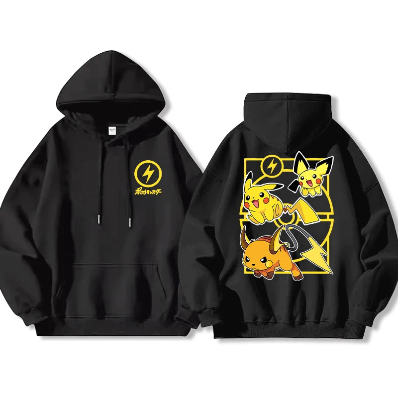 Pokémon Front and Rear Printed Hoodie Men Harajuku Large Size Casual Sweater