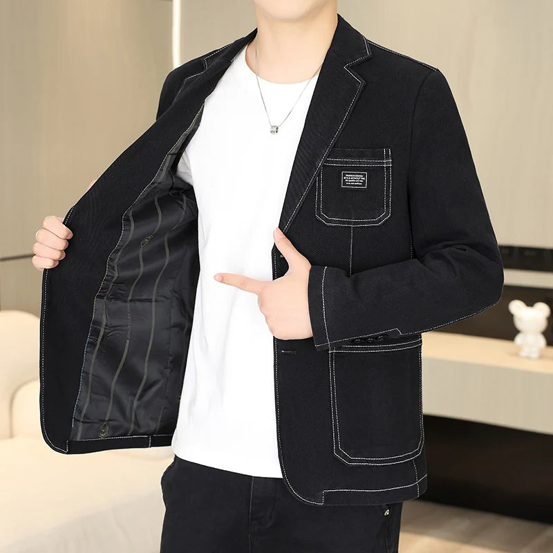 Men's Solid Color Gentleman's Versatile Outdoor Ultra-thin Breathable Denim Blazer