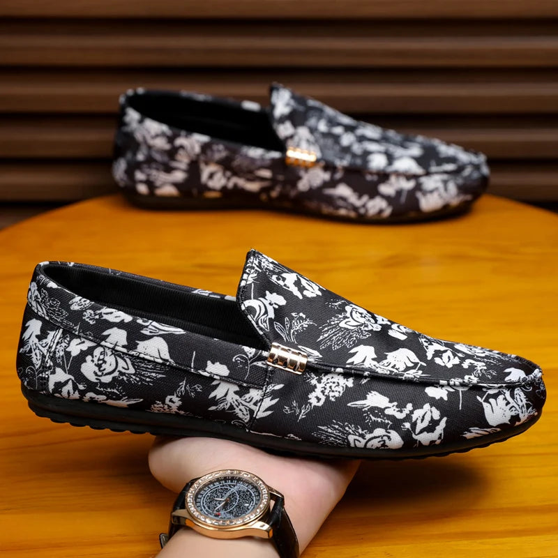 Print Comfortable Breathable Loafers Slip on Non-slip Shoes For Men