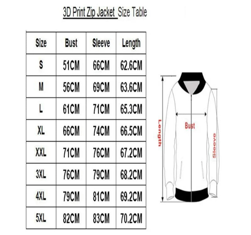 Unisex 3D Print  DEATH ROW  Zipper Bomber Overcoat  Zip Up Jackets