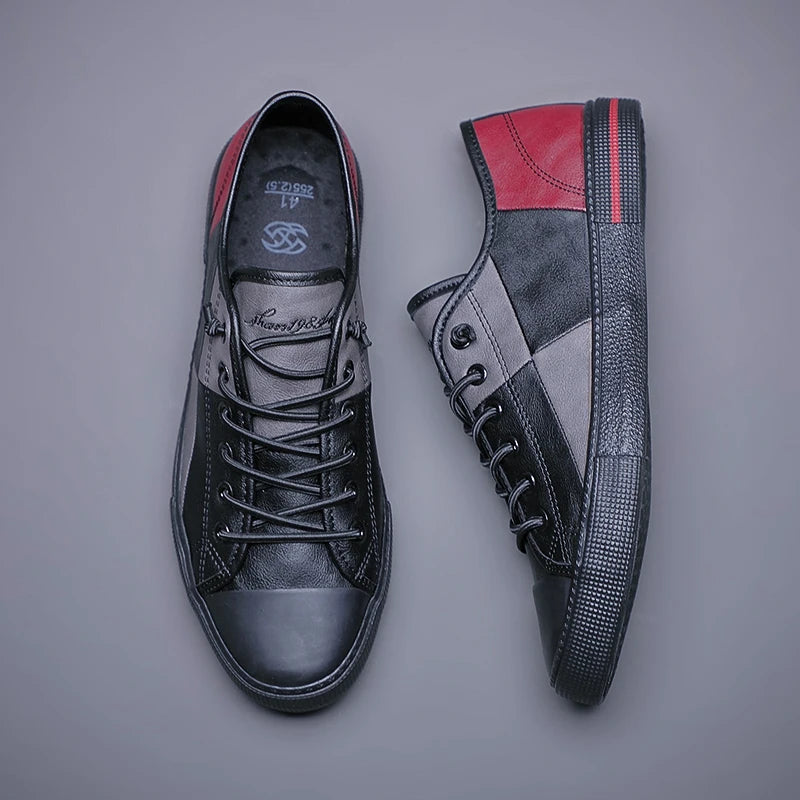 Men Leather Breathable Luxury Designer Lace Up Comfortable Sneakers