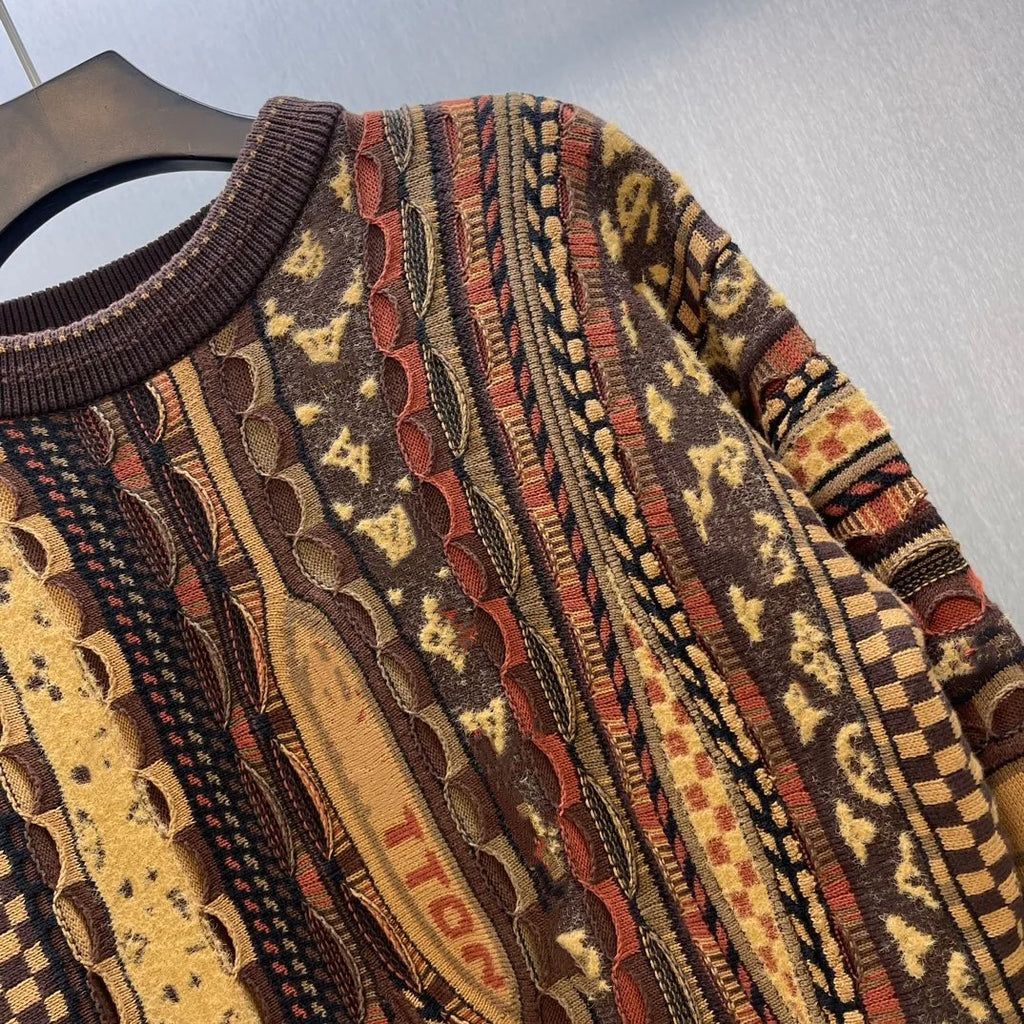 Classic Splice Knitwear round Neck Pullover Woolen Unisex Comfortable Casual Sweater