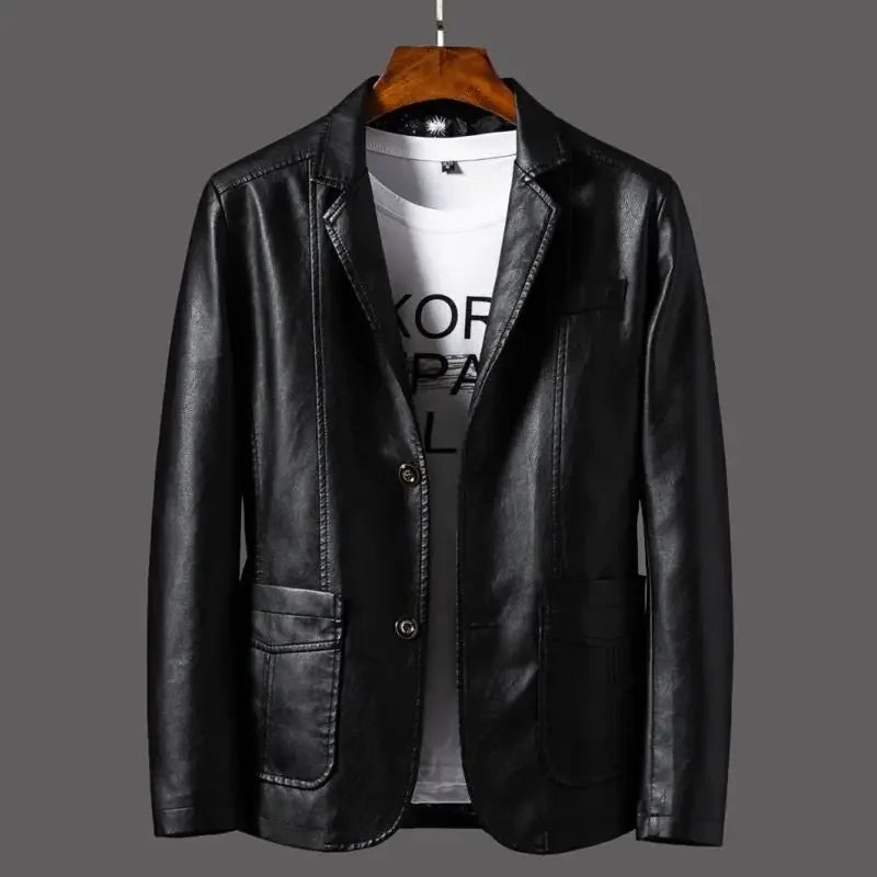 Leather Jacket for Men Blazers Thin Slim Fit Designer Original Trendy Coats