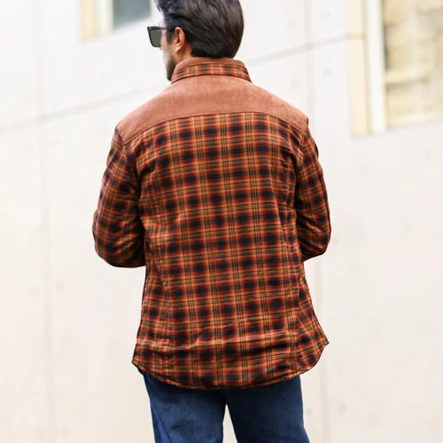 Men's Windproof Casual Bomber Plaid Sherpa Lined Flannel Classic Jacket
