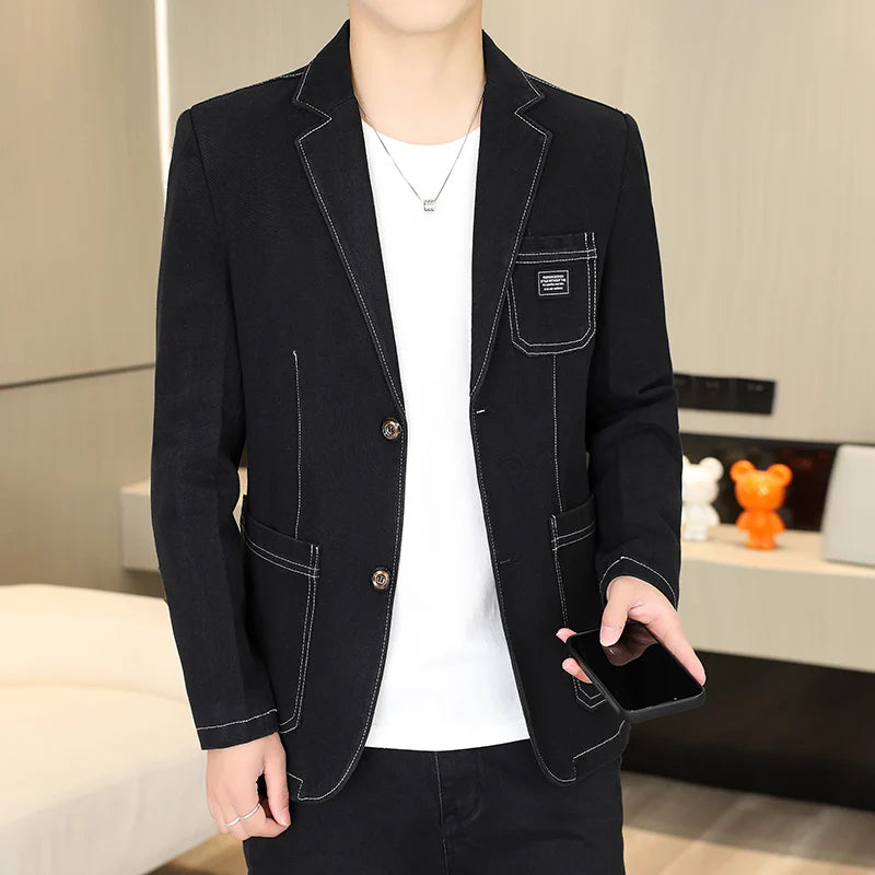 Men's Solid Color Gentleman's Versatile Outdoor Ultra-thin Breathable Denim Blazer
