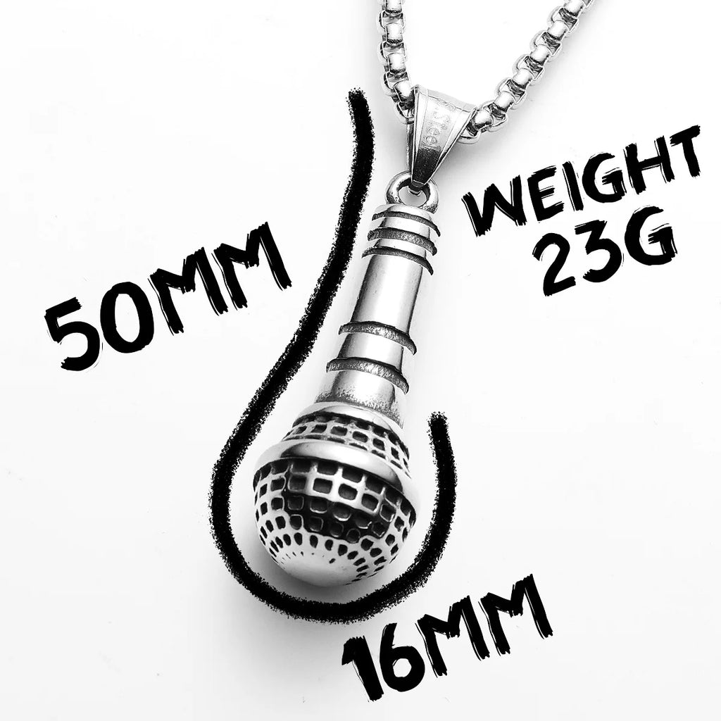 Microphone Men Necklaces Pendant Stainless Steel Jewelry