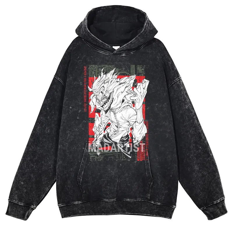 Dan da dan Unisex Hoodies Vintage Washed Hooded Sweatshirts Oversize Streetwear