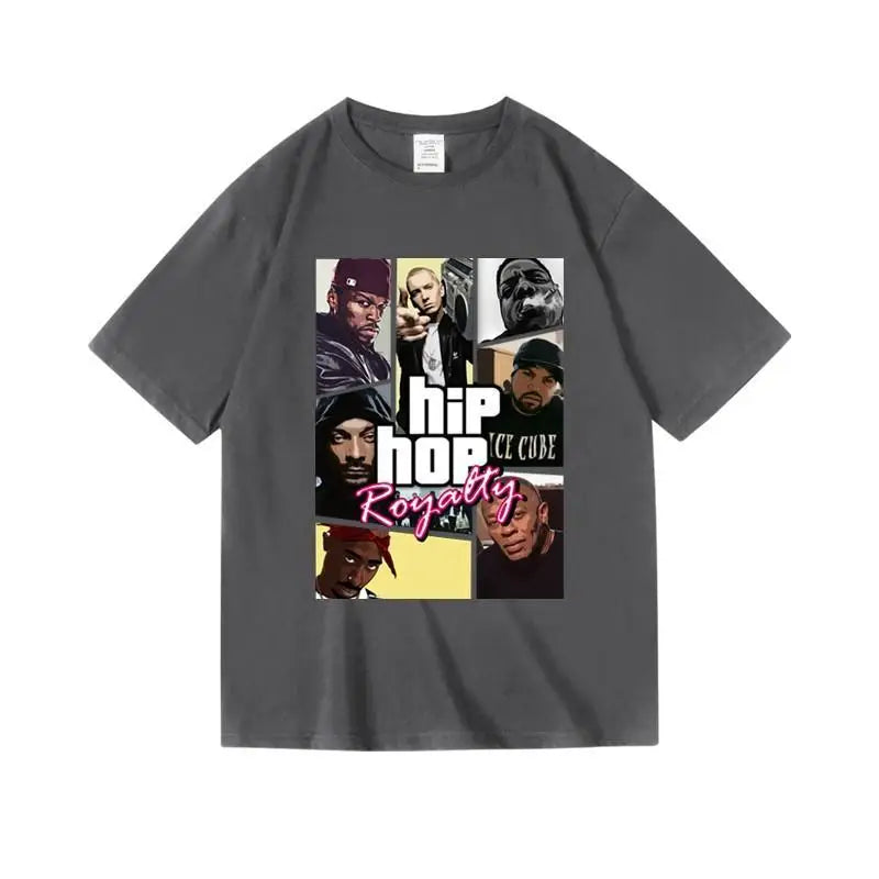 West Coast Hip Hop Loose Cotton Short Half Sleeve T-Shirt Men's Street Casual Top