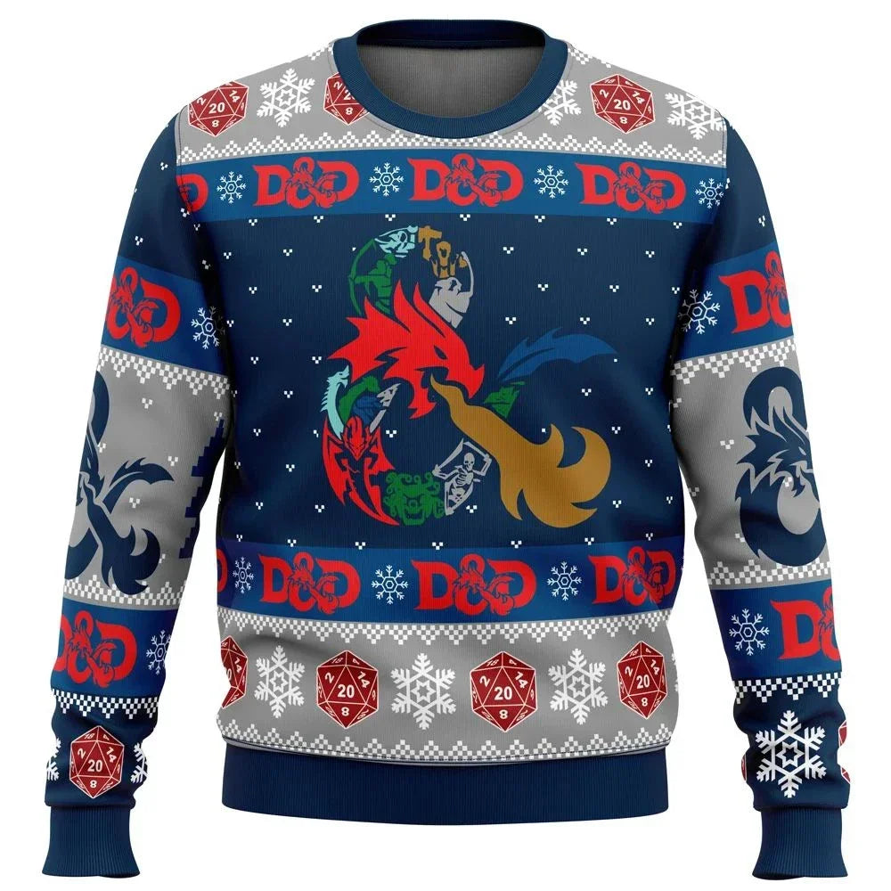 3D Sweatshirt Roll Initiative Dungeons & Dragons Ugly Christmas Sweater Pullover