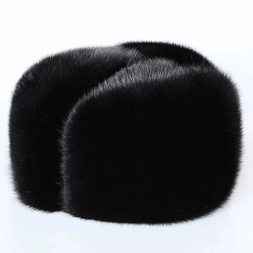 Thickened Genuine Mink Fur Bomber Hat For Man Russian Caps