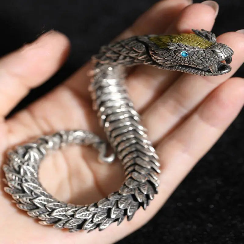 Men's Punk Domineering Ancient Dragon Link Bracelets Sterling Silver Jewelry