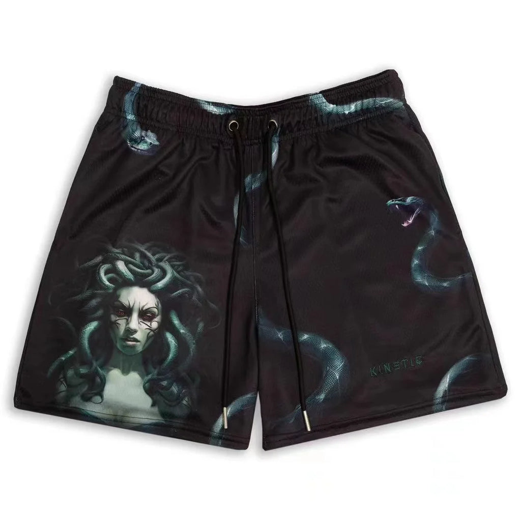 Mesh Breathable Men Shorts GYM Quick-Drying Baggy Print Summer Shorts