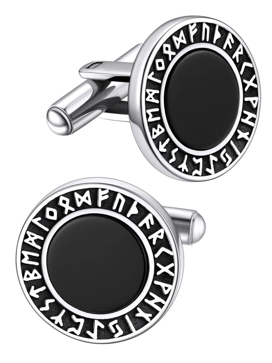 Men Cufflinks Norse Viking Runes Tuxedo Shirt Cuff Links