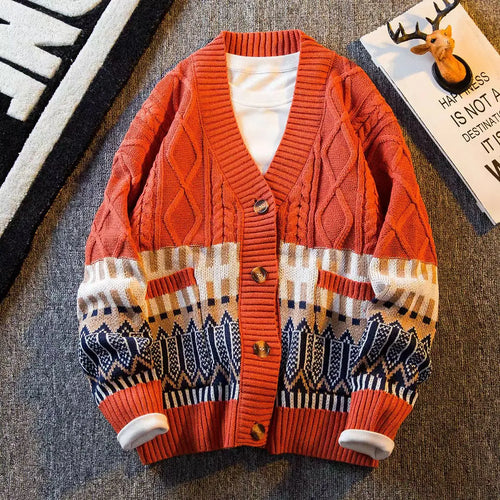 Cardigan Oversized Sweater Men Pullover Loose Harajuku Knitted Sweater Coat