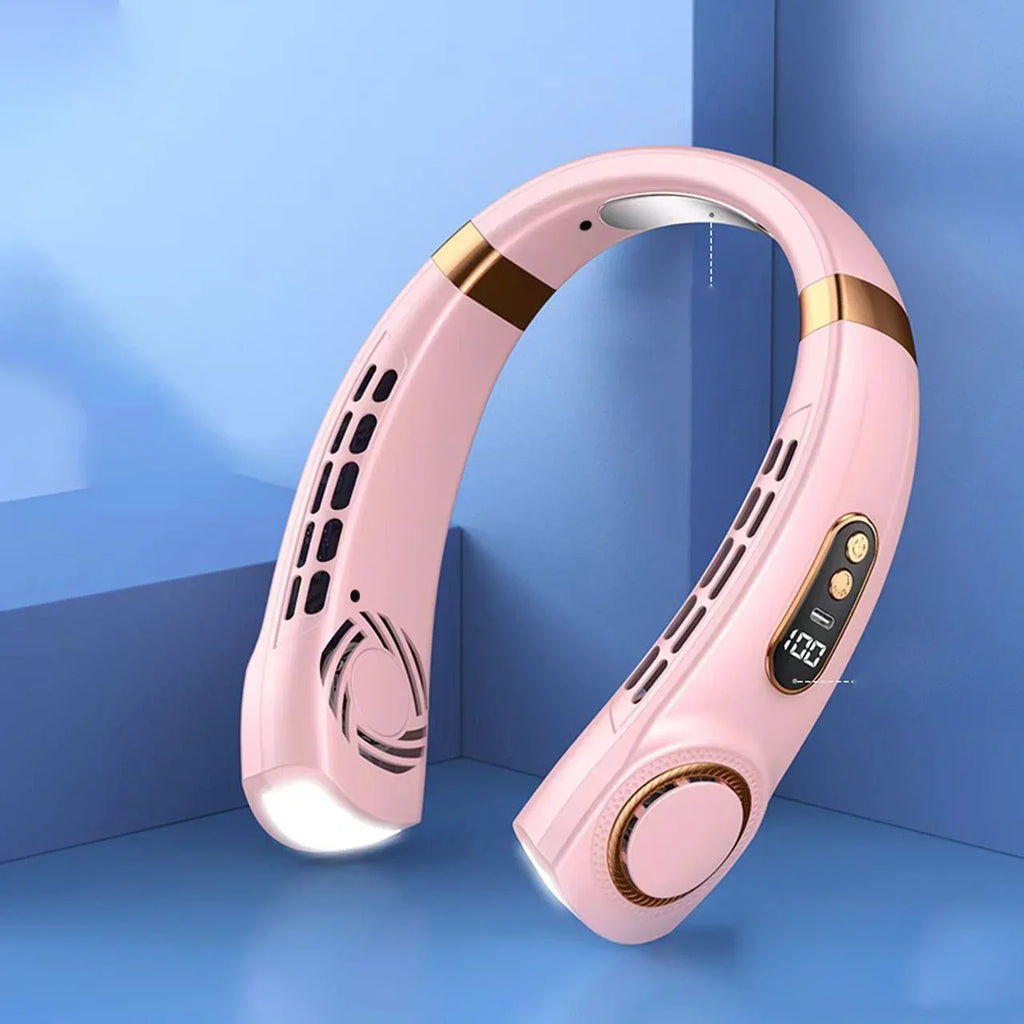 Portable Hands Free Bladeless with LED 4 Cooling Personal Rechargeable Fan