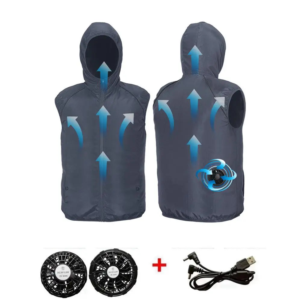 Fan Air Condition Man Ultralight Outdoor Vest  Jacket Sun Windbreaker