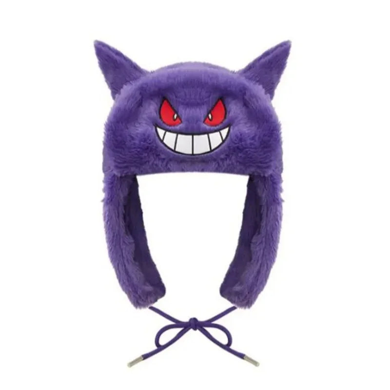 Pokemon Gengar Plush Ski Windbreak Hats Cartoon Warm Cosplay Cap Outdoors Caps
