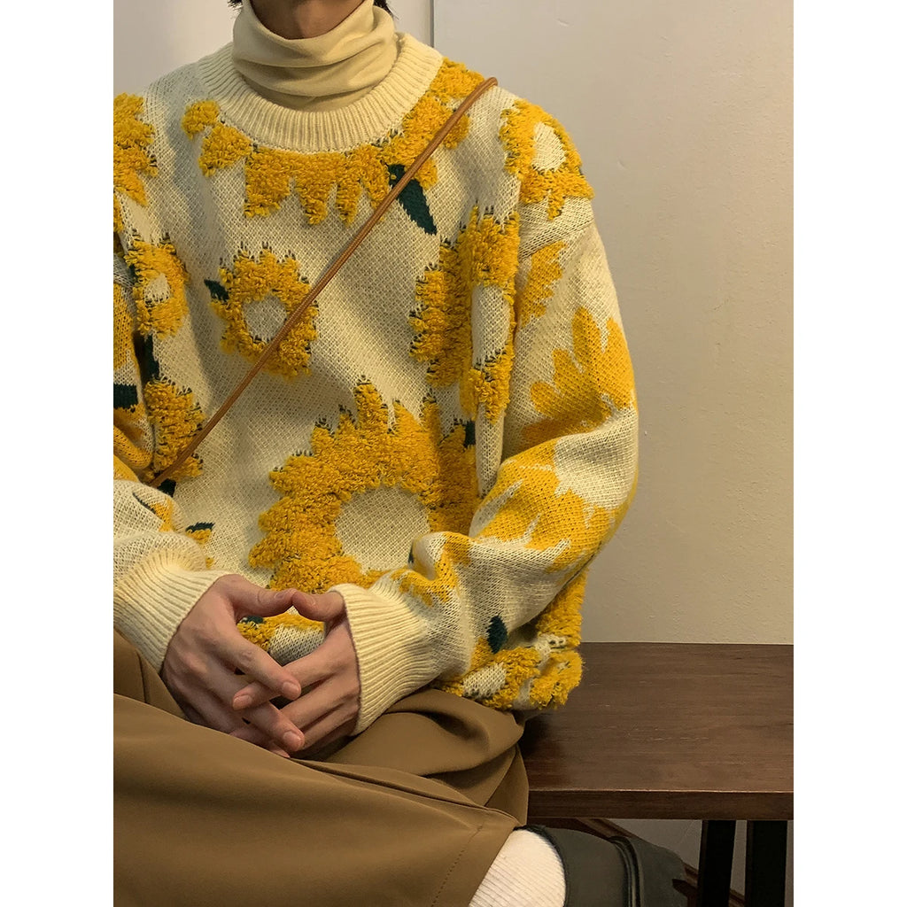 Sunflower Warm O-Neck Pullovers Men Loose Casual Thick Knitted Sweater