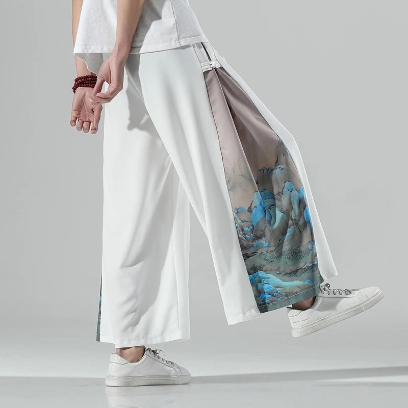 Japanese Loose Men's Wide Leg Casual Trousers Oversized Elastic Waist Sweatpants