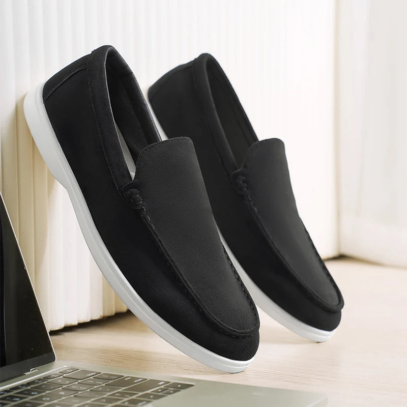 Men's Slip-On Loafers Lightweight Leisure Shoes Round Toe Rubber Outsole