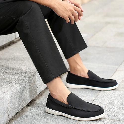 Men's Slip-On Loafers Lightweight Leisure Shoes Round Toe Rubber Outsole