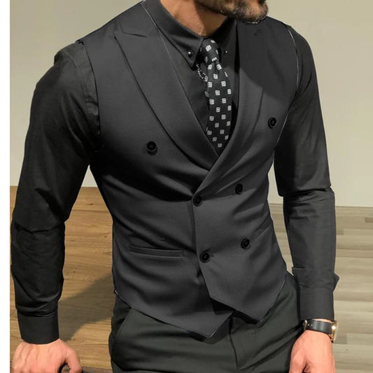 Men's Suit Vests with Double Breasted Slim Fit Waistcoat