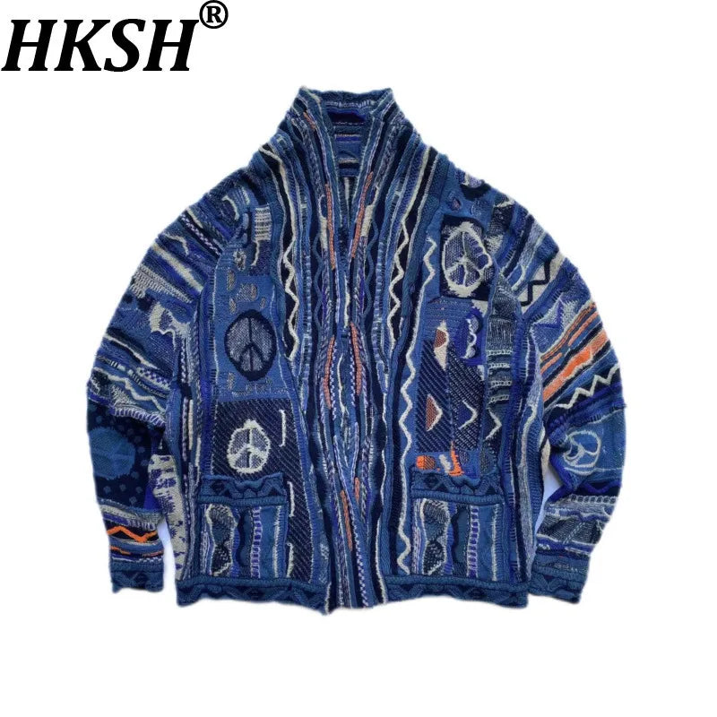 Man Tide Punk Japanese Retro Heavy Loose Sweater Knitted Cardigan Robe