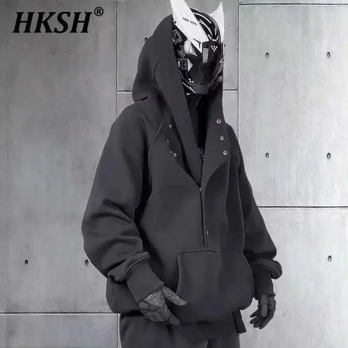 Male Tide Dark Punk Sweatshirt Ninja Streetwear Turtleneck Hoodie Loose Coat