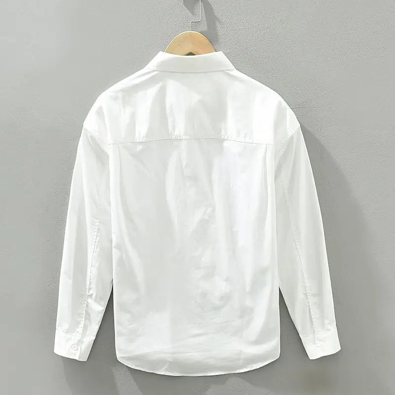 Men's Spliced Square Collar Button Printed Loose Minimalist Long Sleeve Shirts