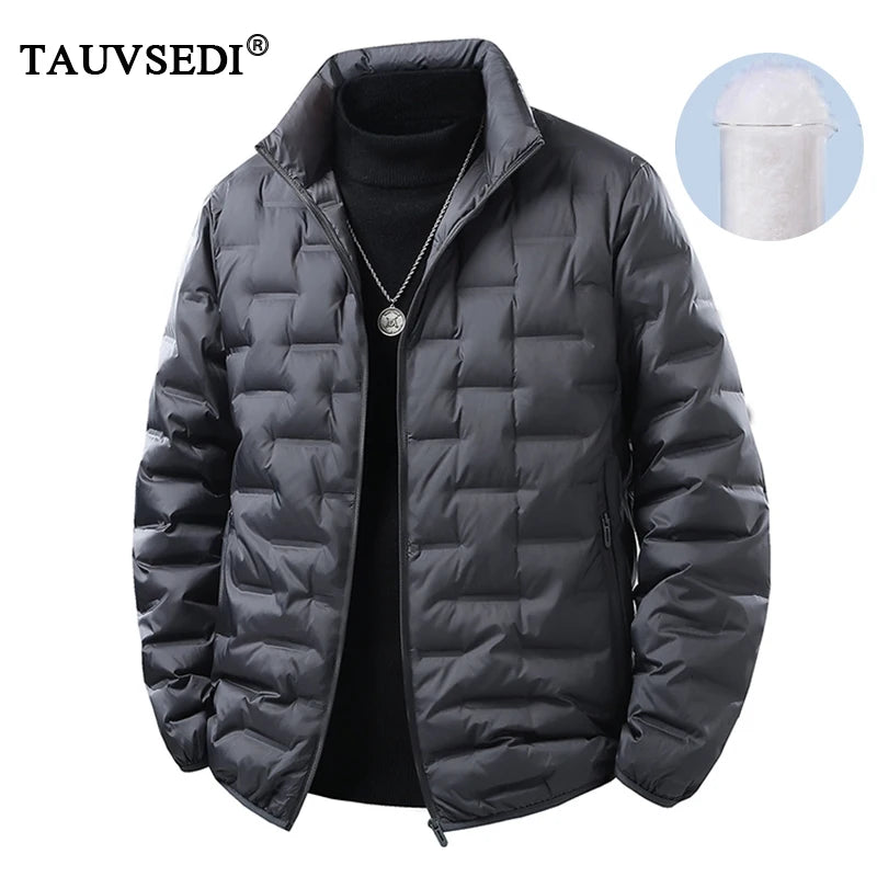 Winter Men Duck Down Coat Warm Loose Multi Pocket Ultralight Windbreaker Jacket