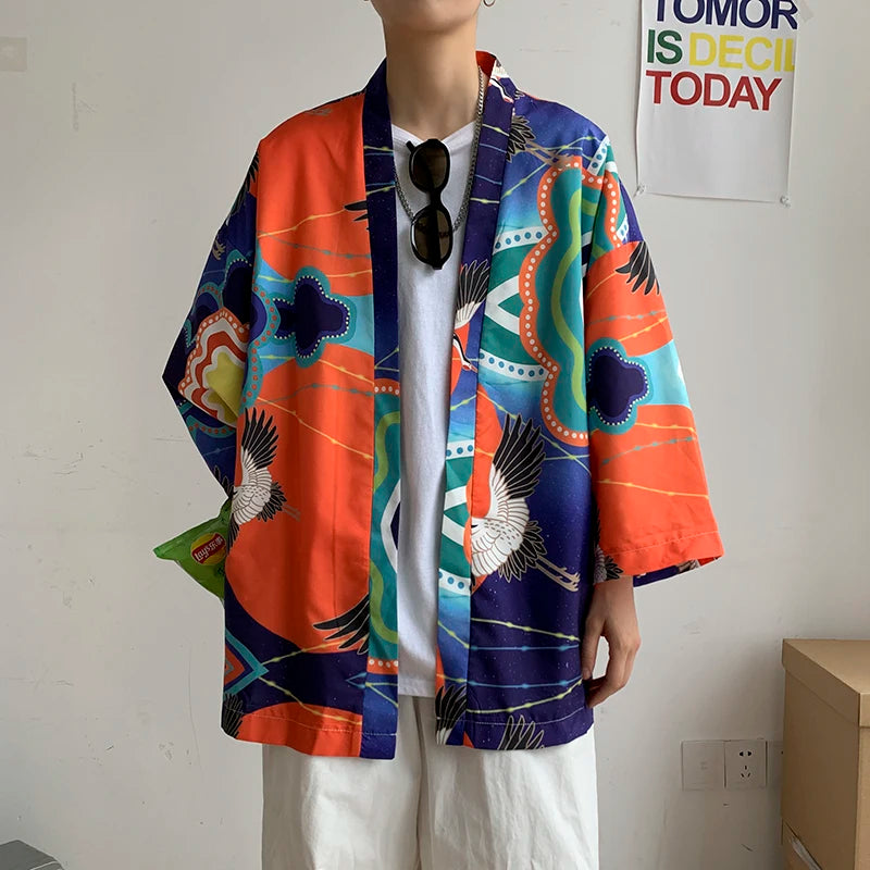 Japanese shirt men street clothing harajuku kimono