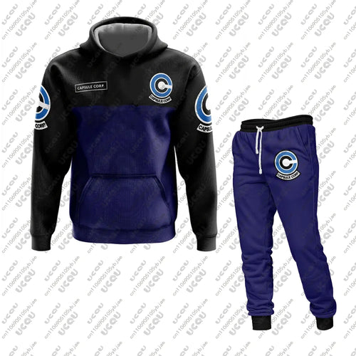 Adult Hoodie Sweatshirts Cosplay Set Men Top Casual Capsule Corp Dragon Ball Z Sweatpants