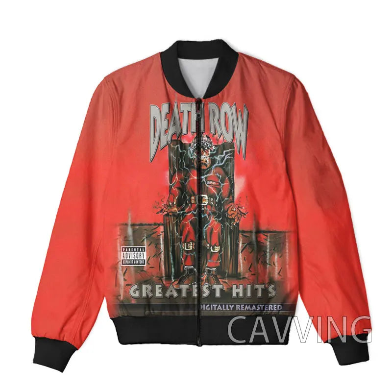 Unisex 3D Print  DEATH ROW  Zipper Bomber Overcoat  Zip Up Jackets