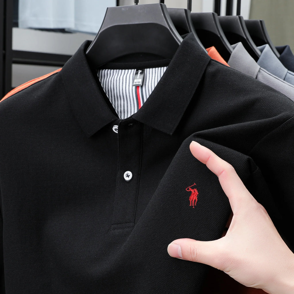 100% pure cotton high-end men's short sleeved polo shirt embroidery T-shirt
